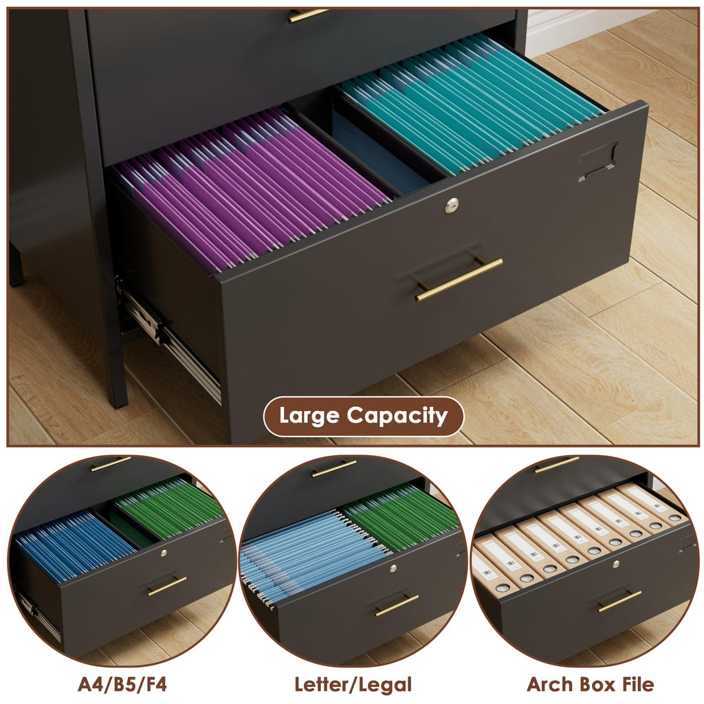 73inch H Metal Arch File Cabinet, Black Arched Bookcase With Locking Glass Doors And Drawers,Filing Cabinet For Home Office,Assemble Required,Black