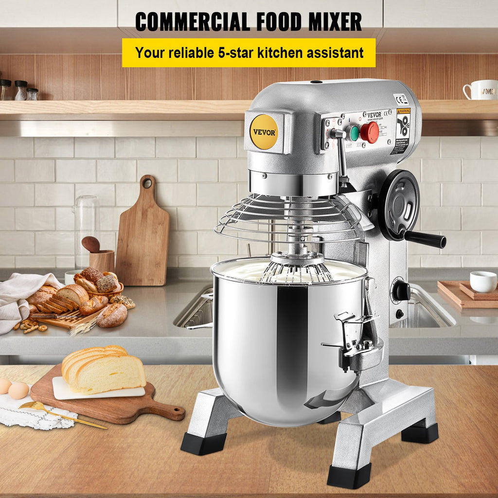 Commercial Food Mixer, 10Qt Commercial Mixer With Timer Function, 450W Stainless Steel Bowl Heavy-duty Electric Food Mixer, 3-speed Adjustable 113/184/341 RPM