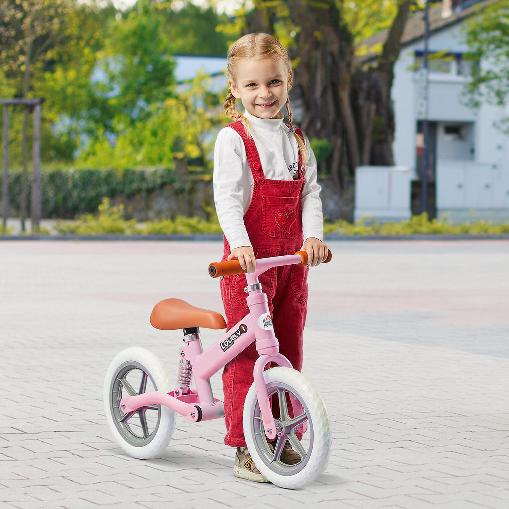 12" Kids Balance Bike No Pedal Bicycle EVA Tire Adjustable Seat Toddler Training Bike W/ Shock Absorber 2 - 5 Years Gift For Boys Girls Pink