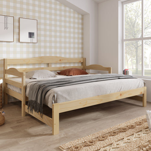 Daybed Cabin Bed SIngle Guest Bed Sofa Bed, Pull Out Trundle For Living Room And Bedroom - 3 FT 90 X190 Cm -Natural