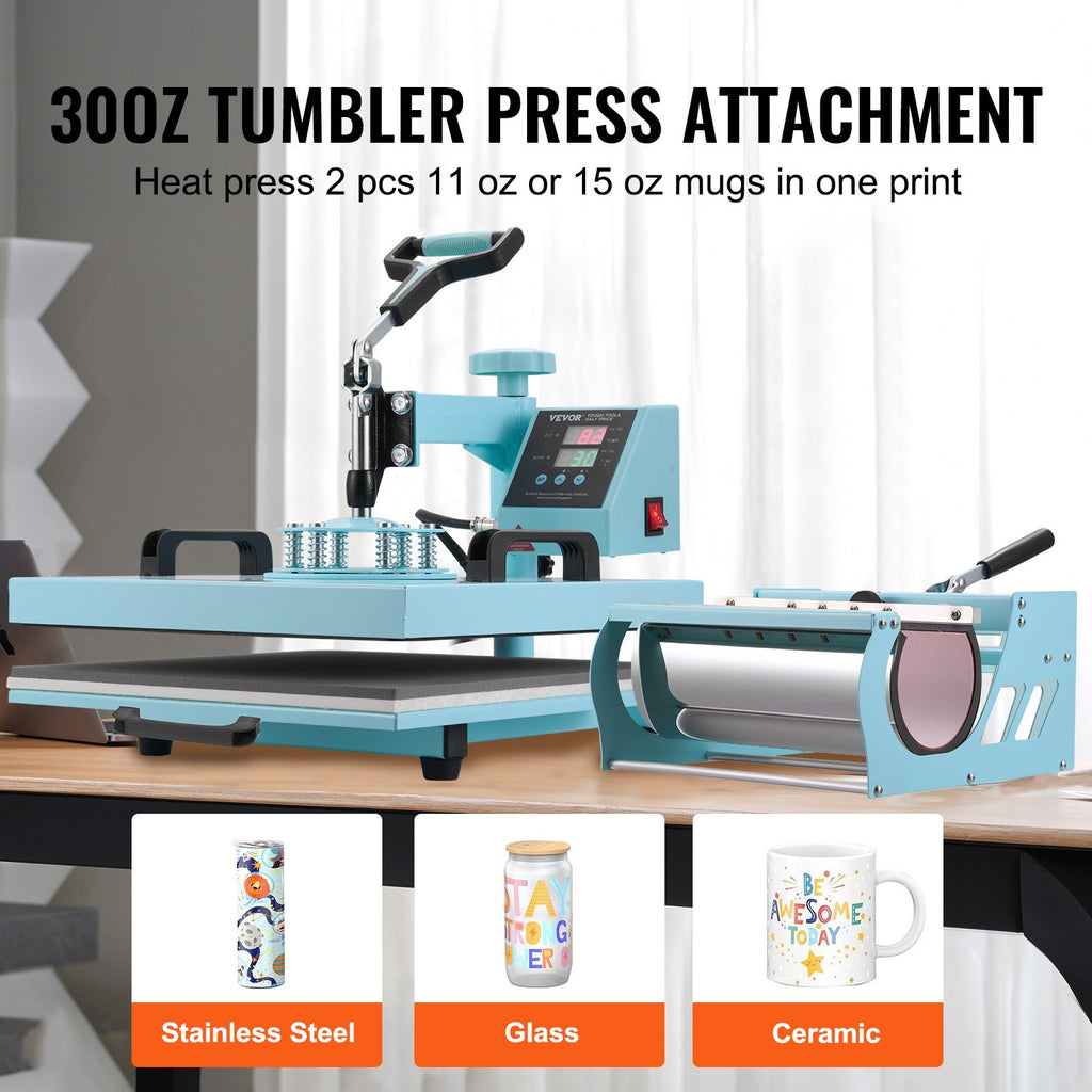 5-in-1 Heat Press Machine Multifunction Sublimation Press for T-Shirts, Mugs & Hats