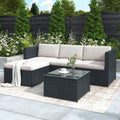 Garden Corner Sofa Rattan Garden Furniture Patio Set Garden Entertaining Set Garden Rattan Furniture Lounge Set,Black