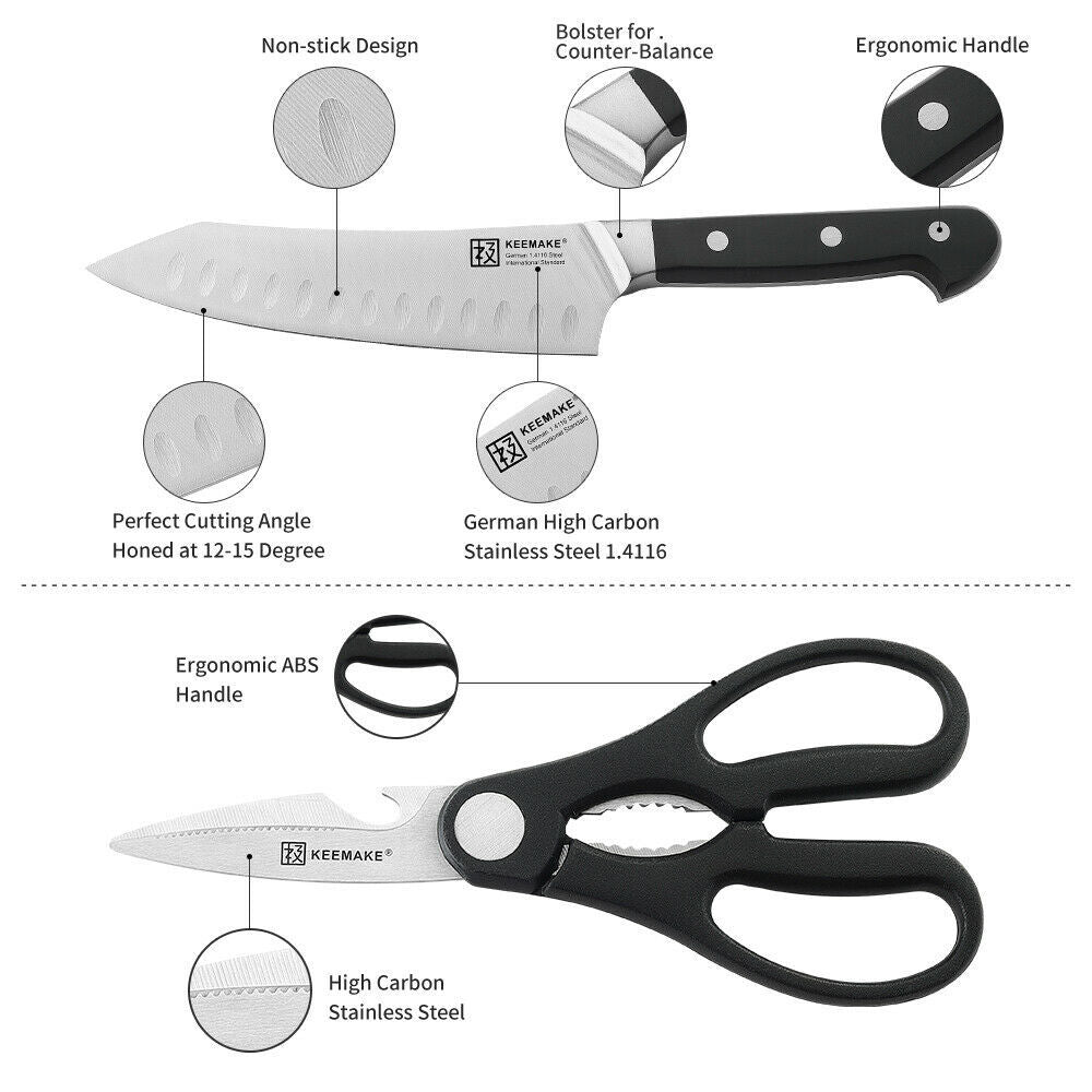 Two-piece Ergonomically Handled Stainless Steel Chef Knife Set With Kitchen Scissors To Meet A Variety Of Cooking Needs