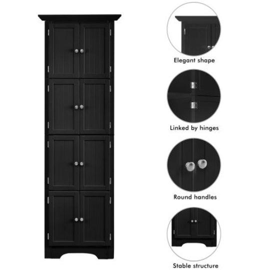 High Storage Cabinet With Door And 4 Shelves