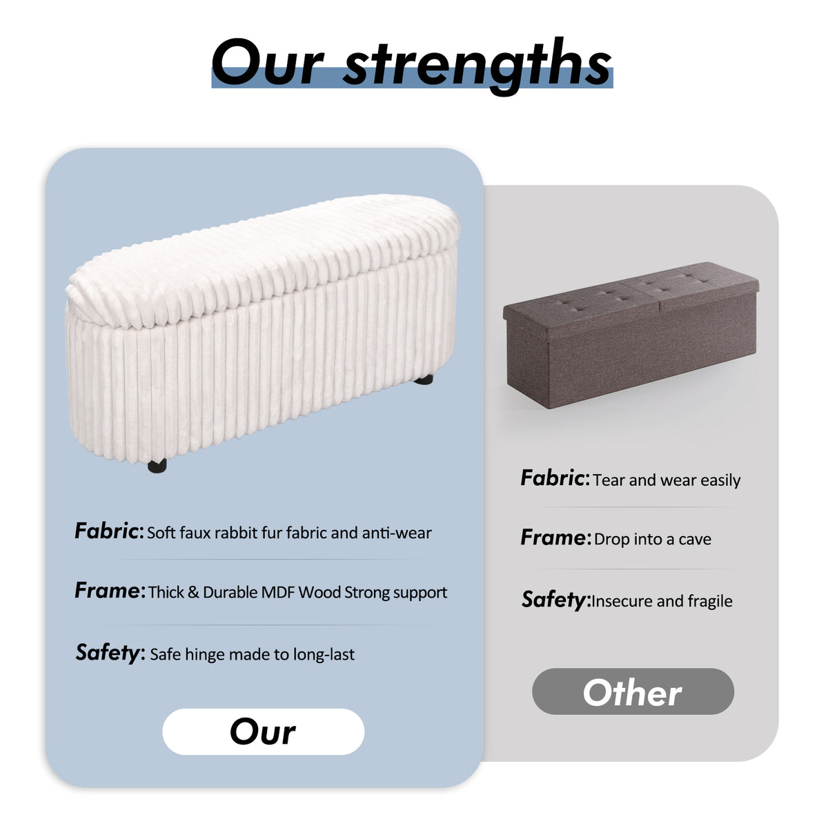 Linen Upholstered Storage Bench