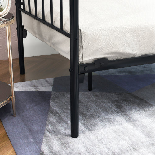 Metal Daybed Frame Multifunctional Mattress Foundation Bed Sofa With Headboard, Twin, Black