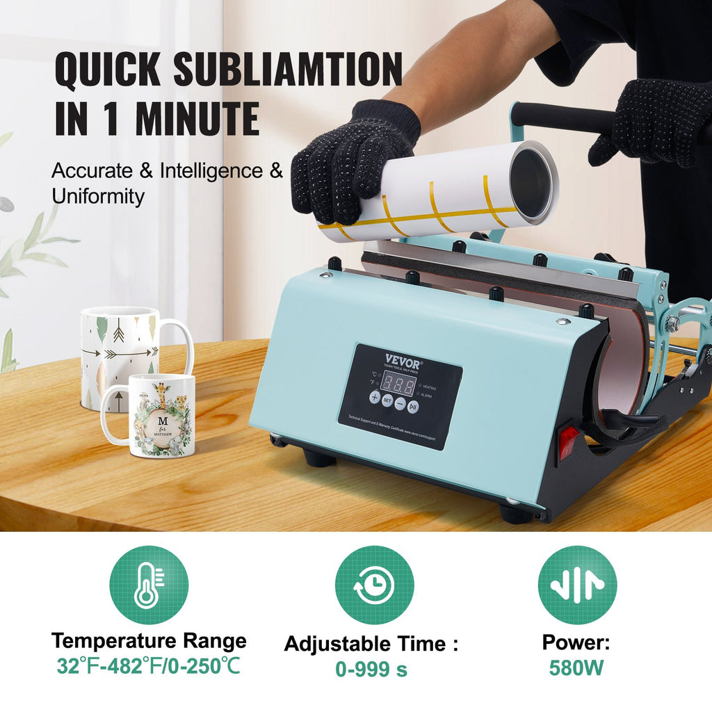 Tumbler Heat Press Machine Cups, Mugs, Green