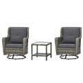 Patio Bistro Set, Porch Furniture With 360 Rotation & Rocking Function,, Gray