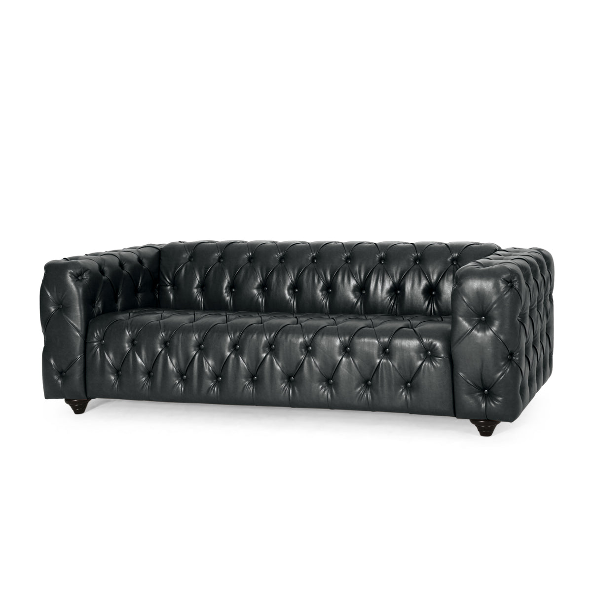 Mirod Comfy 3-seat Sofa With Wooden Legs, PU, For Living Room And Study