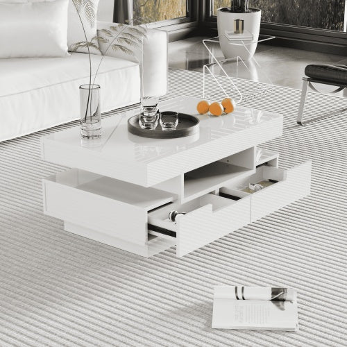 High gloss LED Coffee Table with Four Drawer storage