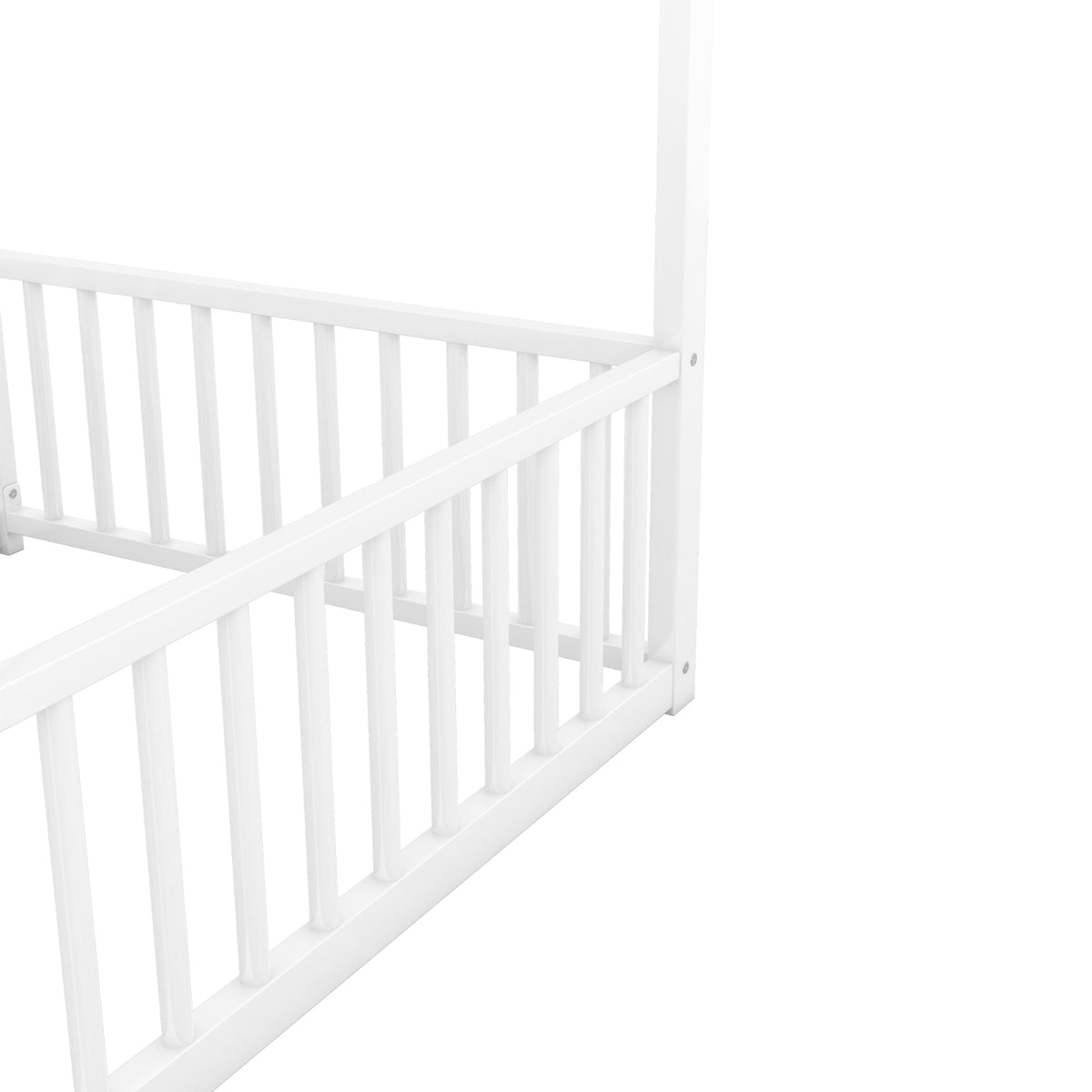 Metal Twin Size House Platform Beds, Two Shared Beds, White