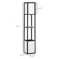 Modern Shelf Floor Lamp With Dual Ambient Light, Standing Lamp Living Room, Bedroom, 10.25"x10.25"x61.5", Black