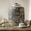 Pure 999 Fine Silver Handcrafted Ornate Metallic Beverage Dispenser Featuring Embossed Phoenix and Floral Relief Designs - Handicraft