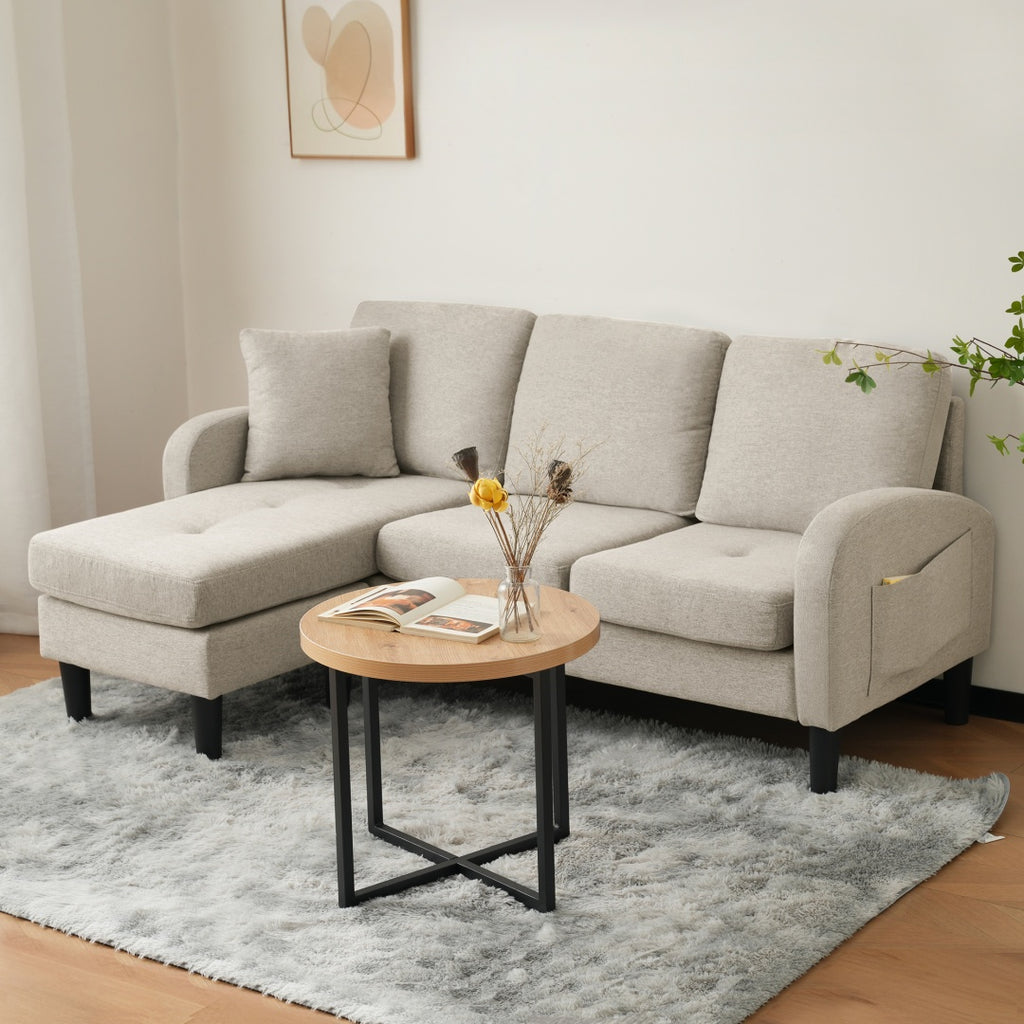 L-shaped Corner Sofa With Chaise Lounge - 3-Seater Sofa, 166 X 118 X 77 Cm, Breathable Cotton-Linen Fabric, Plastic Legs, Modular Design, Ideal For Living Rooms, Apartments, And Offices