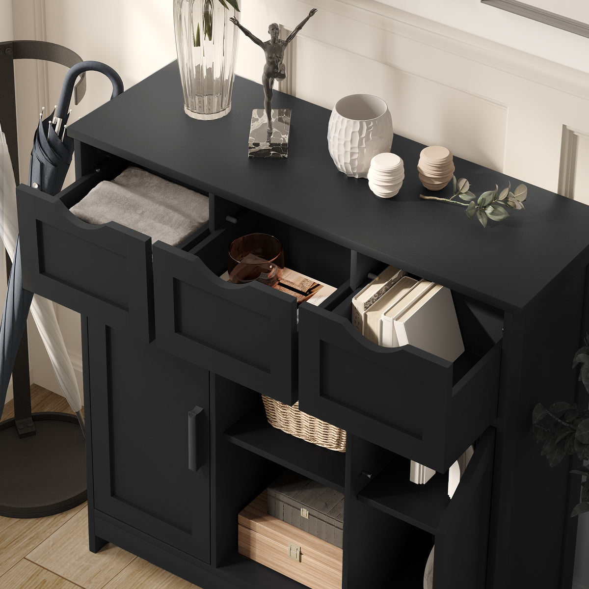 Storage Cabinet, Wooden Floor Cabinet, Storage Cabinet With Drawers And Shelves, Living Room, Bedroom, Bathroom Furniture, Home Decoration Cabinet