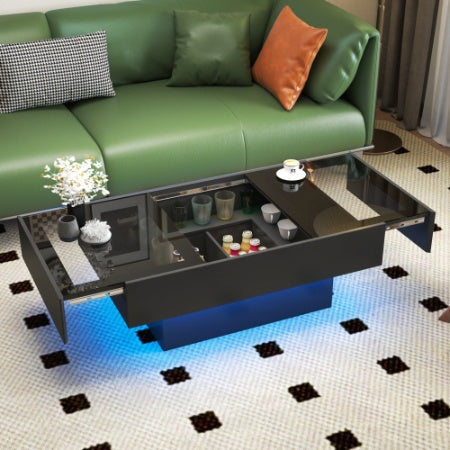 Coffee Table With Sliding Tabletop, Center Table With Hidden Storage Compartment, Extendable Table For Living Room