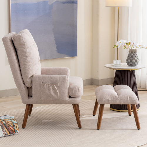 Lounge Chair With Footrest, 5-stage Adjustable Backrest, Tiltable, Chair With Side Pockets