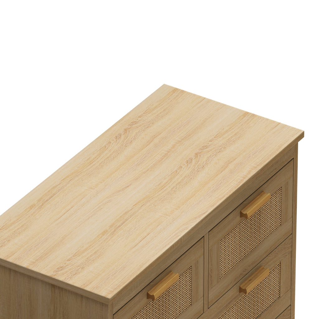 4 Drawers Rattan Cabinet For Bedroom, Living Room, Easy Assembly