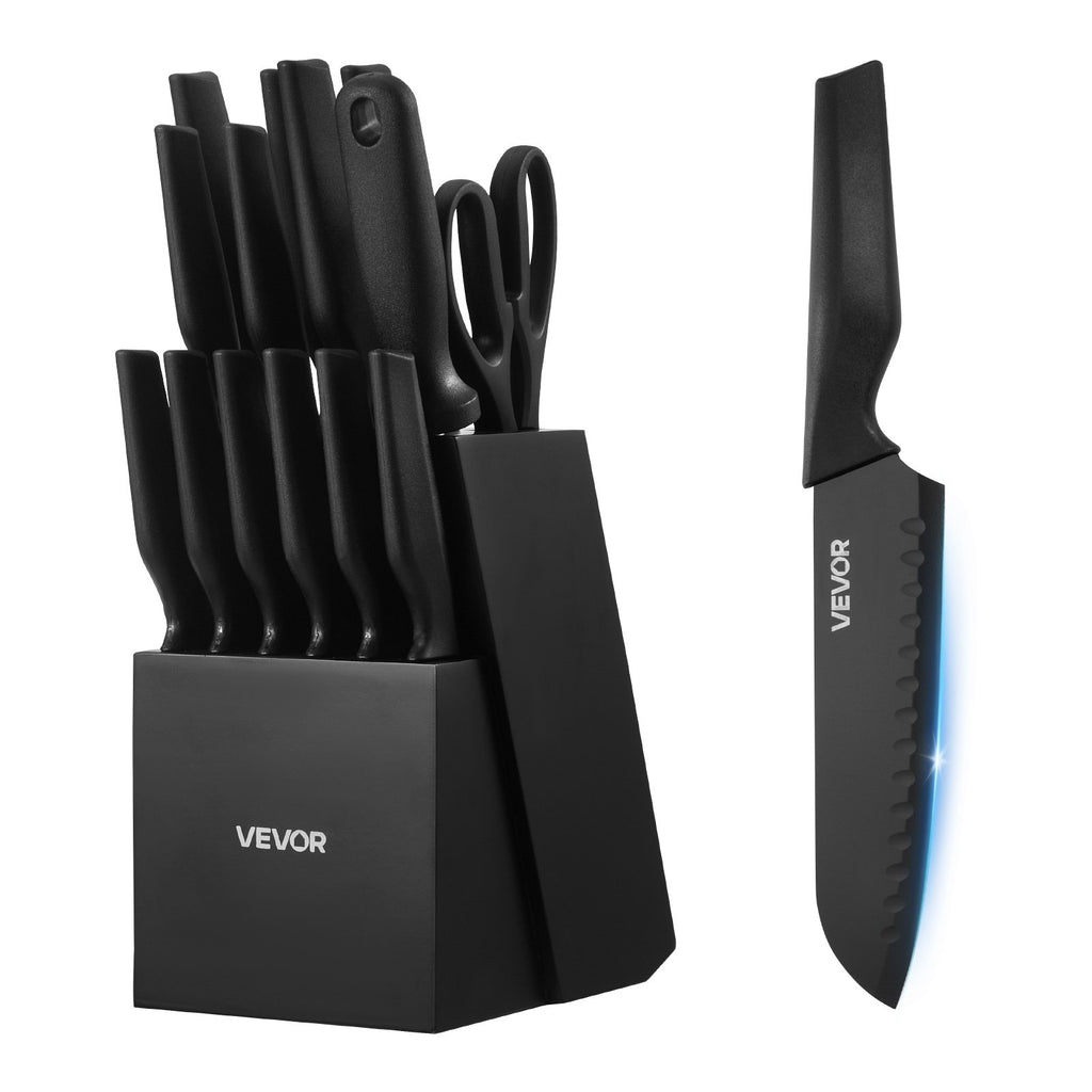 15-Piece Kitchen Knife Set with Block | Stainless Steel Chef Knife Set