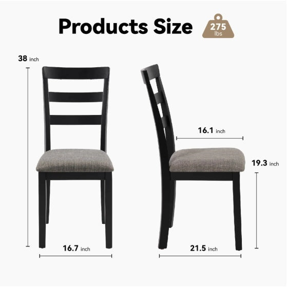 Farmhouse Style Dining Chairs Set Of 2, Wooden Kitchen Chairs, Solid Wood Legs, High Ladder Back, Non-Slip Foot Pads, Sturdy Design, 275lbs Capacity   Perfect For Dining Room Or Kitchen