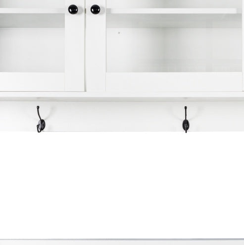 63W Large Kitchen Hutch Cabinet, Freestanding Pantry Cabinets Storage Kitchen Cupboard With 4 Doors, 4 Drawers & Microwave Shelf, White