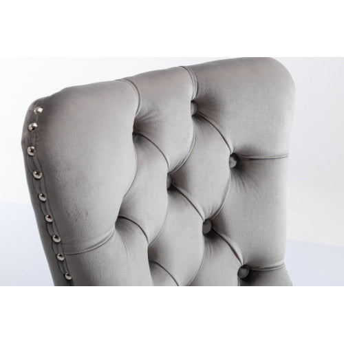 High-end Tufted Solid Wood Contemporary Velvet Upholstered Dining Chair With Chrome Stainless Steel Plating Legs,Nailhead Trim