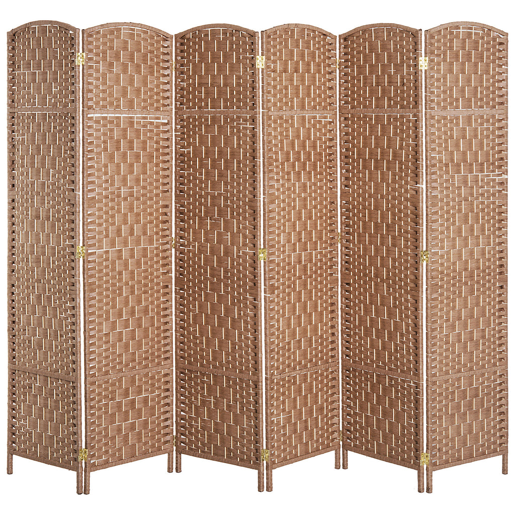 6 Panel Wicker Room Divider 6' Tall Privacy Screen Natural
