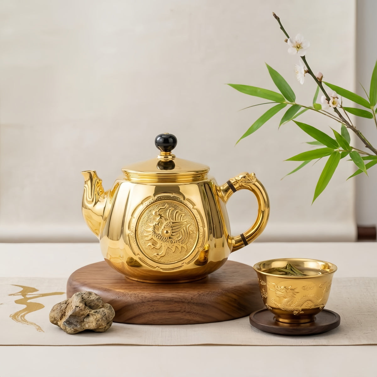Pure 999 Fine Silver Imperial Dragon Teapot with Ornate Relief and Polished Lustre - Handicraft