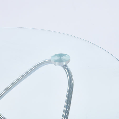 Modern glass table with metal leg
