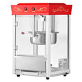 Popcorn Machine, 8oz Stainless Steel Kettle, 800W Commercial Countertop Popcorn Maker, 48 Cups Per Batch Theater Style Popper, With 2-Button Control Glass Wall PC Door 1 Scoop 3 Spoons, Red