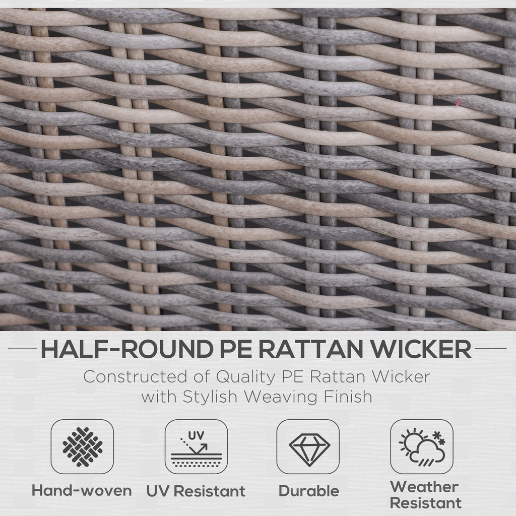 5 Piece Rattan Garden Furniture Set W/ 10cm Thick Cushions, Aluminium Frame Wicker Outdoor Balcony Sofa Set With Corner Armchairs, Ottomans, And Glass Top Table, Mixed Brown