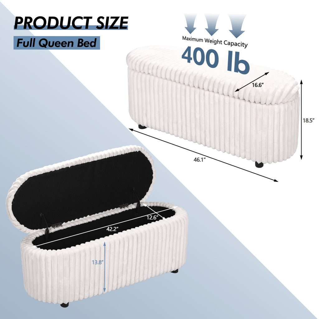 Linen Upholstered Storage Bench