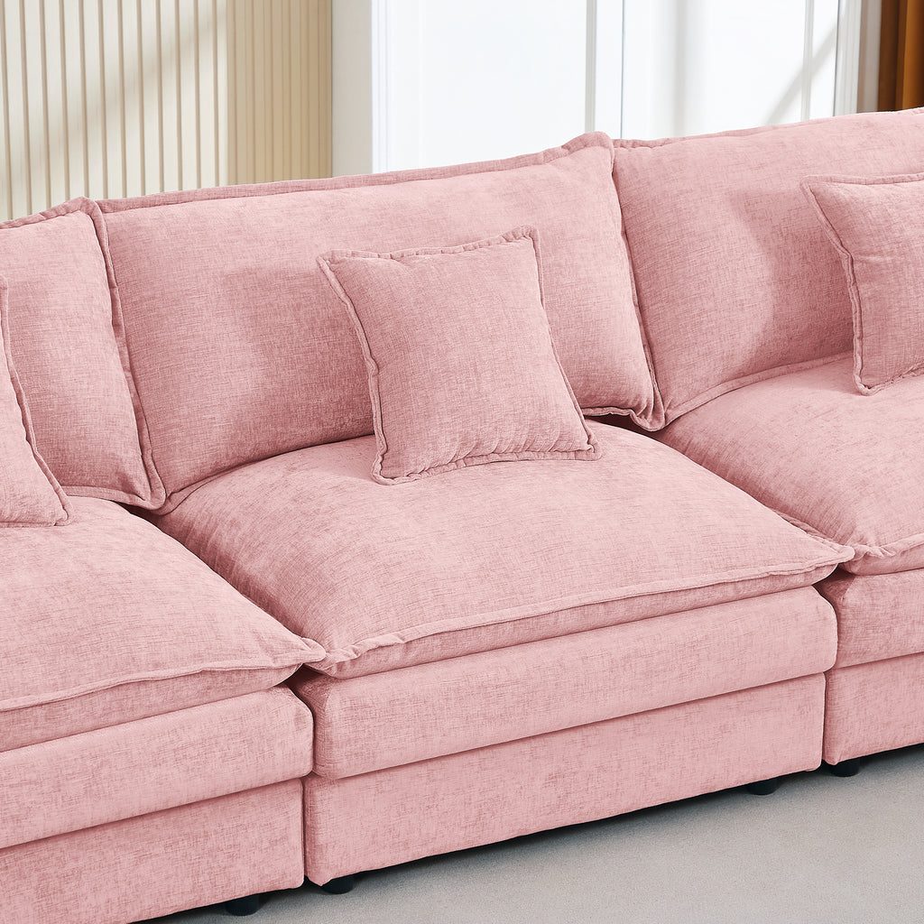 Modular Sectional Sofa, 102 Inch L Shaped Couch Set For Living Room, 3-Seater Comfy Cloud Couches With Movable Ottoman, DIY Combination, Chenille