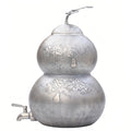 Pure 999 Fine Silver Elegant  Gourd-Shaped Vessel with Intricate Leaf and Vine Motifs-Premium gourd - Handicraft