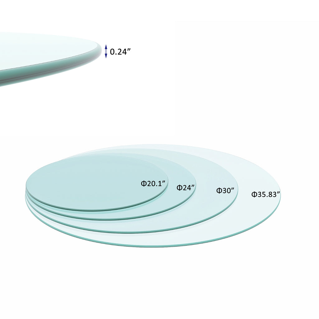 20 Round Tempered Glass Table Top 1 4 Thick Polished Edge