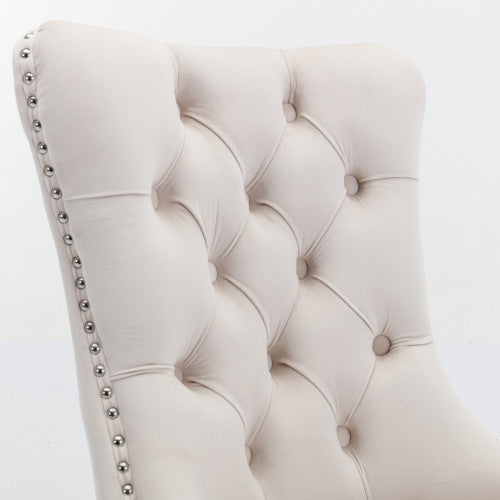 High-end Tufted Solid Wood Contemporary Velvet Upholstered Dining Chair With Chrome Stainless Steel Plating Legs,Nailhead Trim,Set Of 2