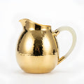 925 Sterling Silver Handcrafted Hammered Brass Pitcher with Elegant Creamy White Handle - Handicraft