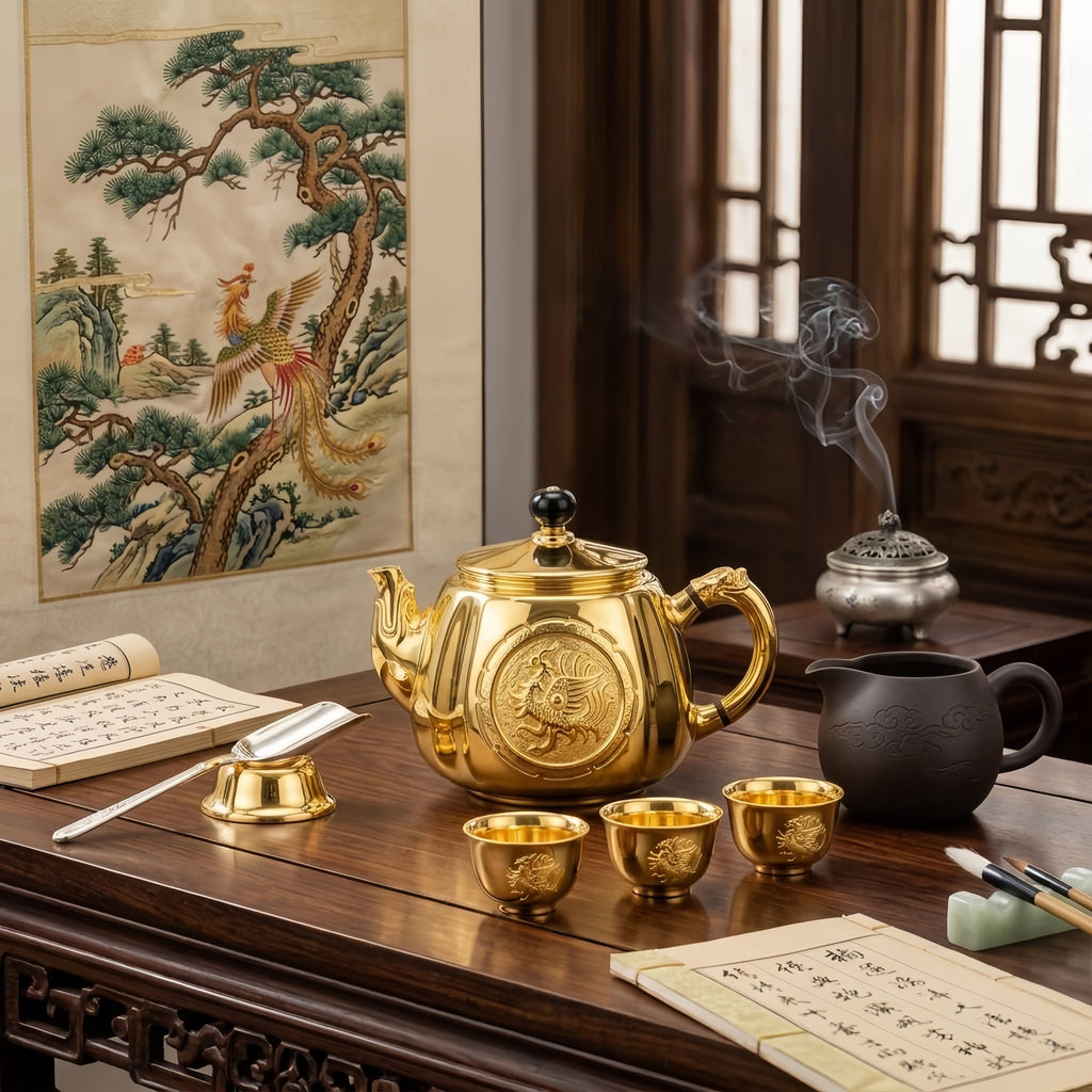 Pure 999 Fine Silver Imperial Dragon Teapot with Ornate Relief and Polished Lustre - Handicraft