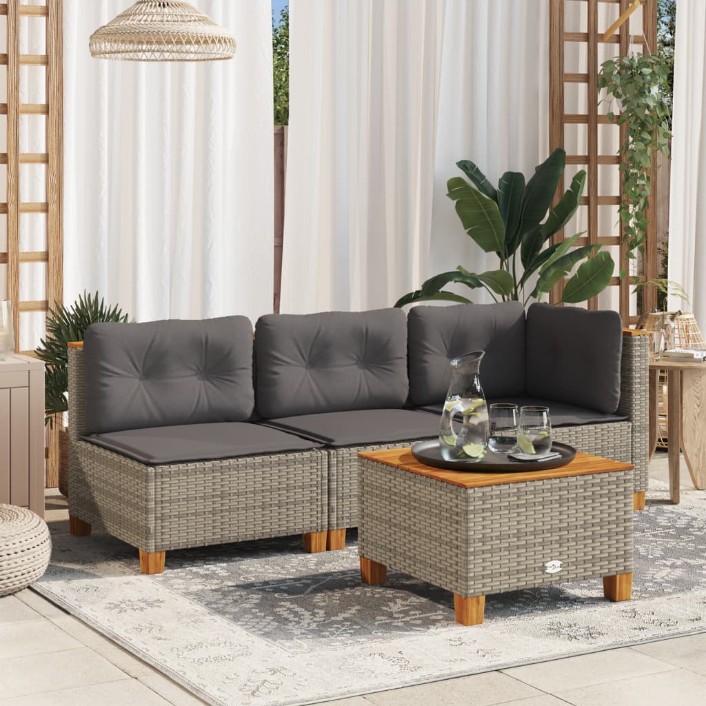 Garden Table 55x Poly Rattan Acacia Wood   Garden Table