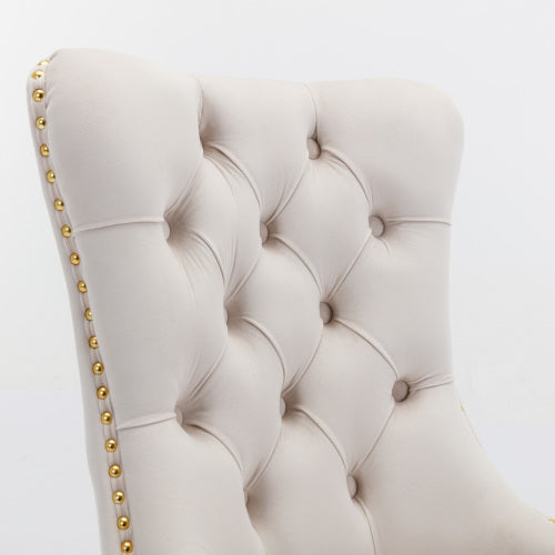 Modern, High-end Tufted Solid Wood Contemporary Velvet Upholstered Dining Chair With Golden Stainless Steel Plating Legs