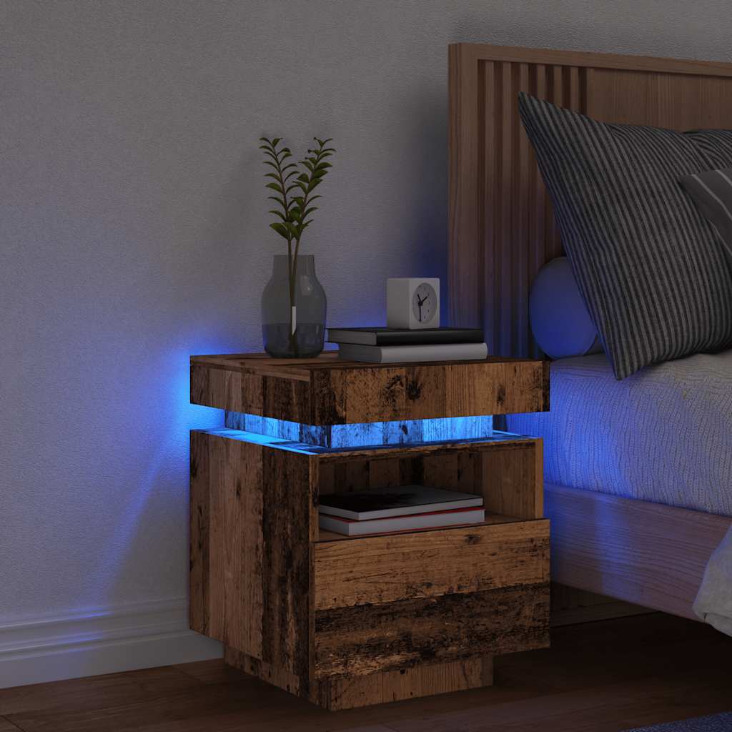 bedside table with LED lights 40x39x48.5 cm   bedside tables