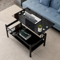 Glass Lift Top Coffee Table, 2-Layer Tempered Glass, Modern Simple, Black