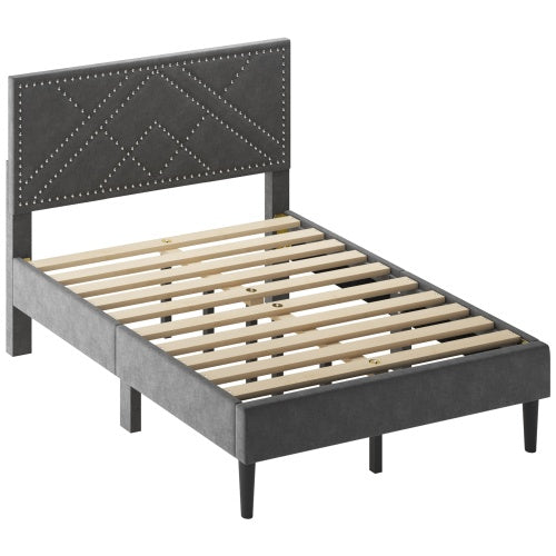 Queen Bed Frame, Linen Storage Headboard, Strong And Stable, No Noise,Under Bed Storage, No Box Spring,Weight 396.8lbs