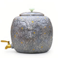 Pure 999 Fine Silver Luxurious  Floral Tea Caddy with Gold Accents-Premium Water Tank - Handicraft