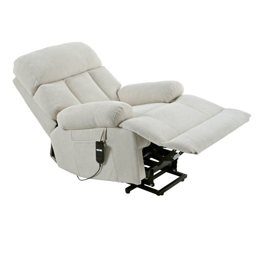 Oversized Power Lift Recliner Chair For Elderly, Electric Fabric Recliner Chair For Seniors, Home Theater Seating,Reclining Sofa Chair With Remote Control,Side Pocket ,Spacious Seat  Light Gray