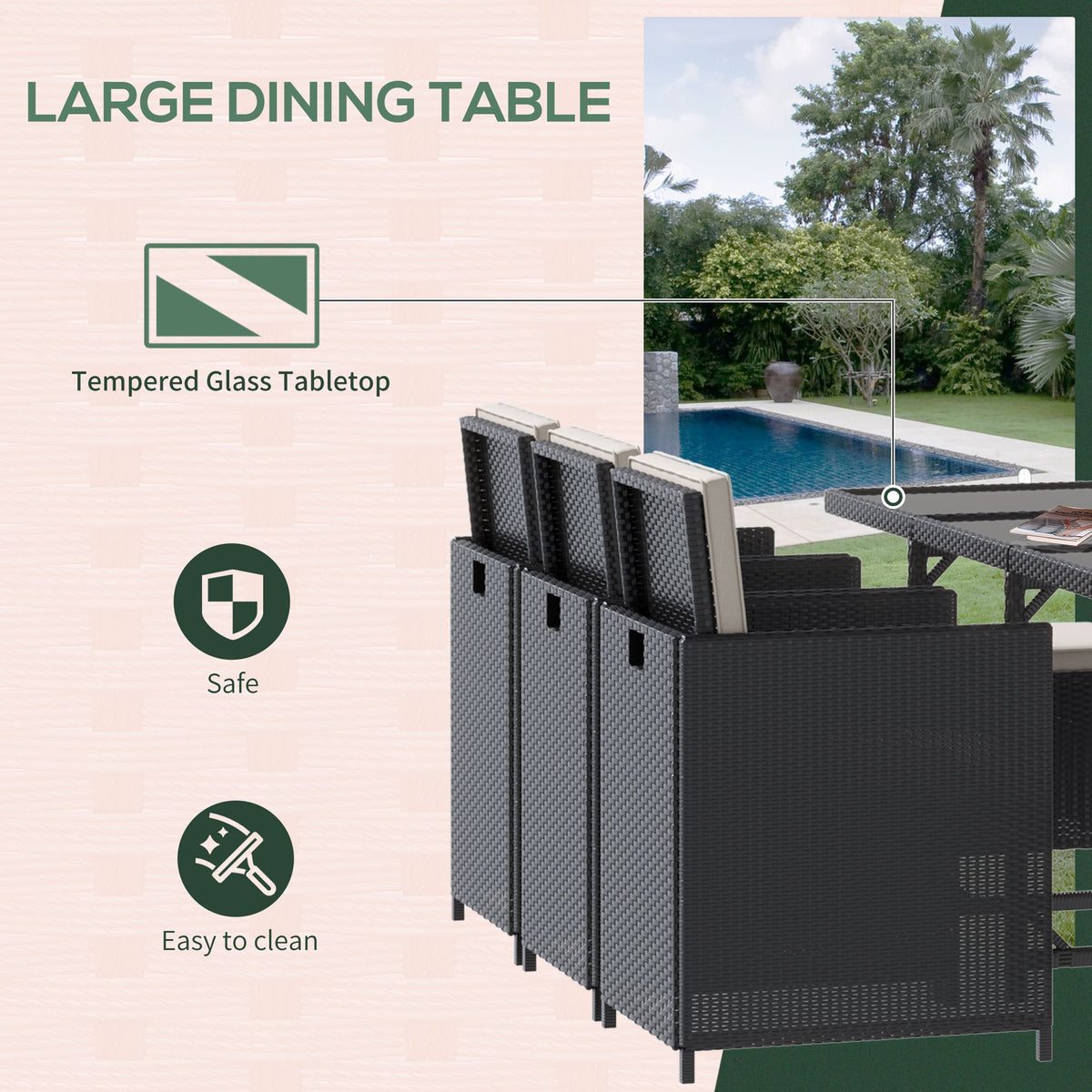 Rattan Garden Furniture Set 6 Seater Cube | Patio Dining Set with Cushions