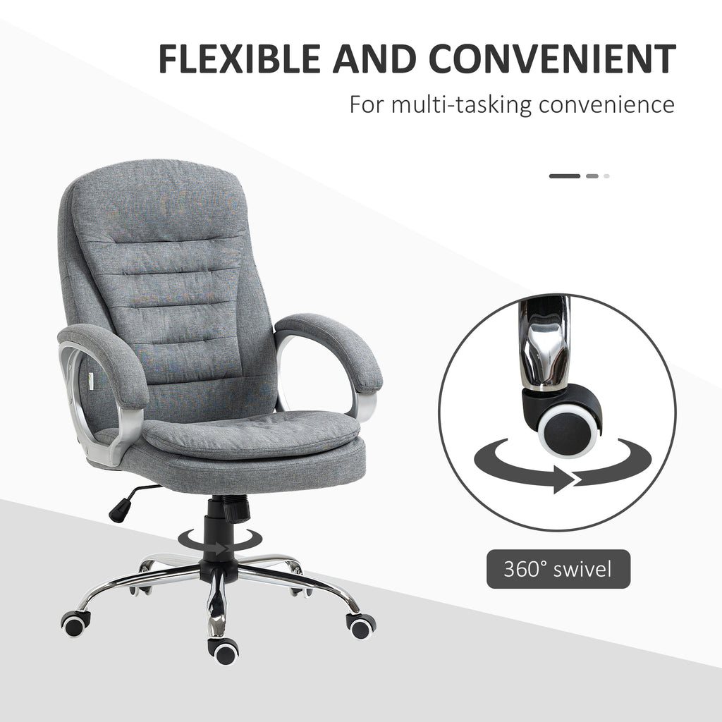 Vinsetto High Back Executive Home Office Chair Adjustable Height Upholstered Padding Gray