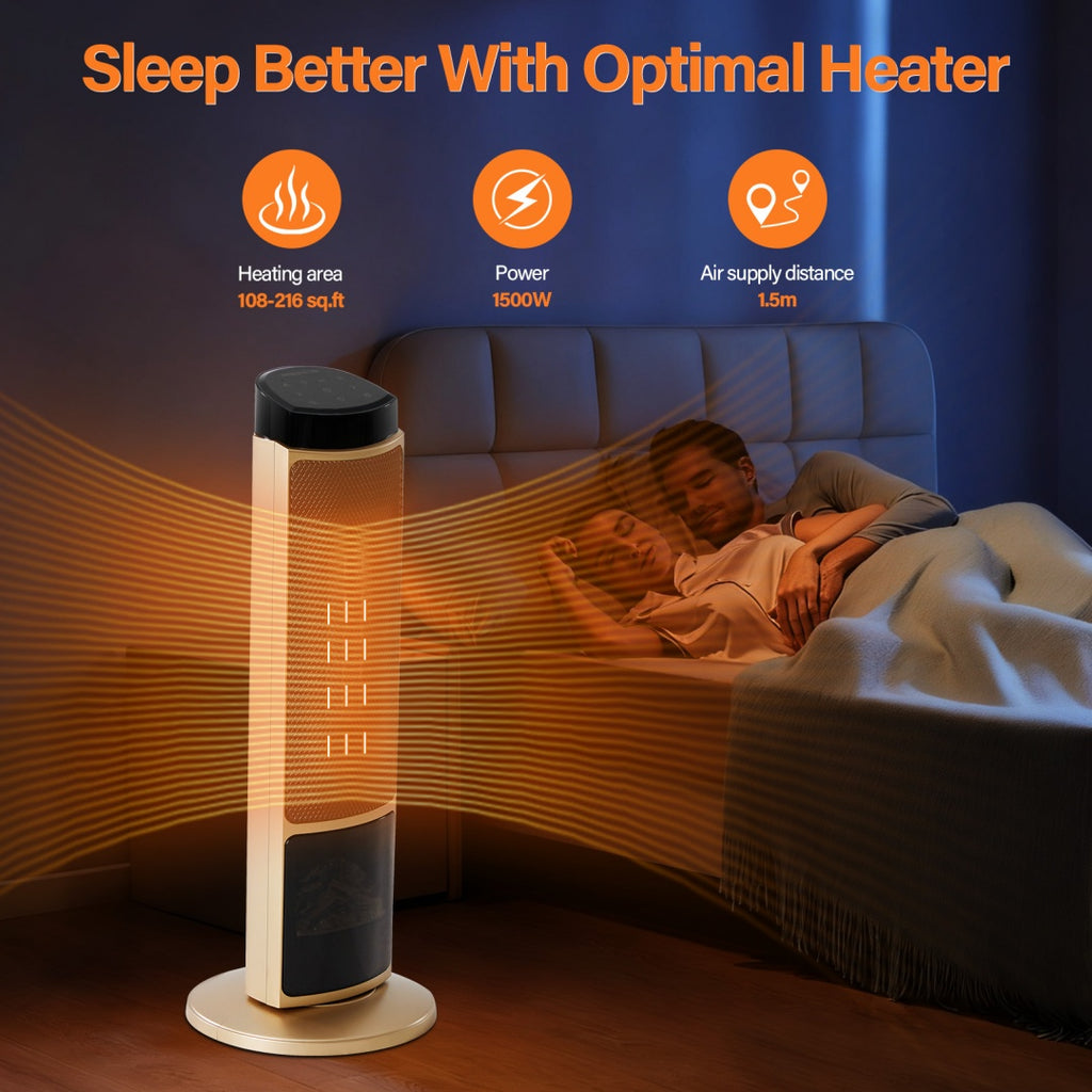 23inch Space Heaters For Indoor Use, Portable Heater With 7 Light Colors