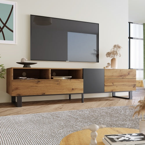 Modern Color TV Cabinet, TV Stand With Wood Grain Finish 180cm.