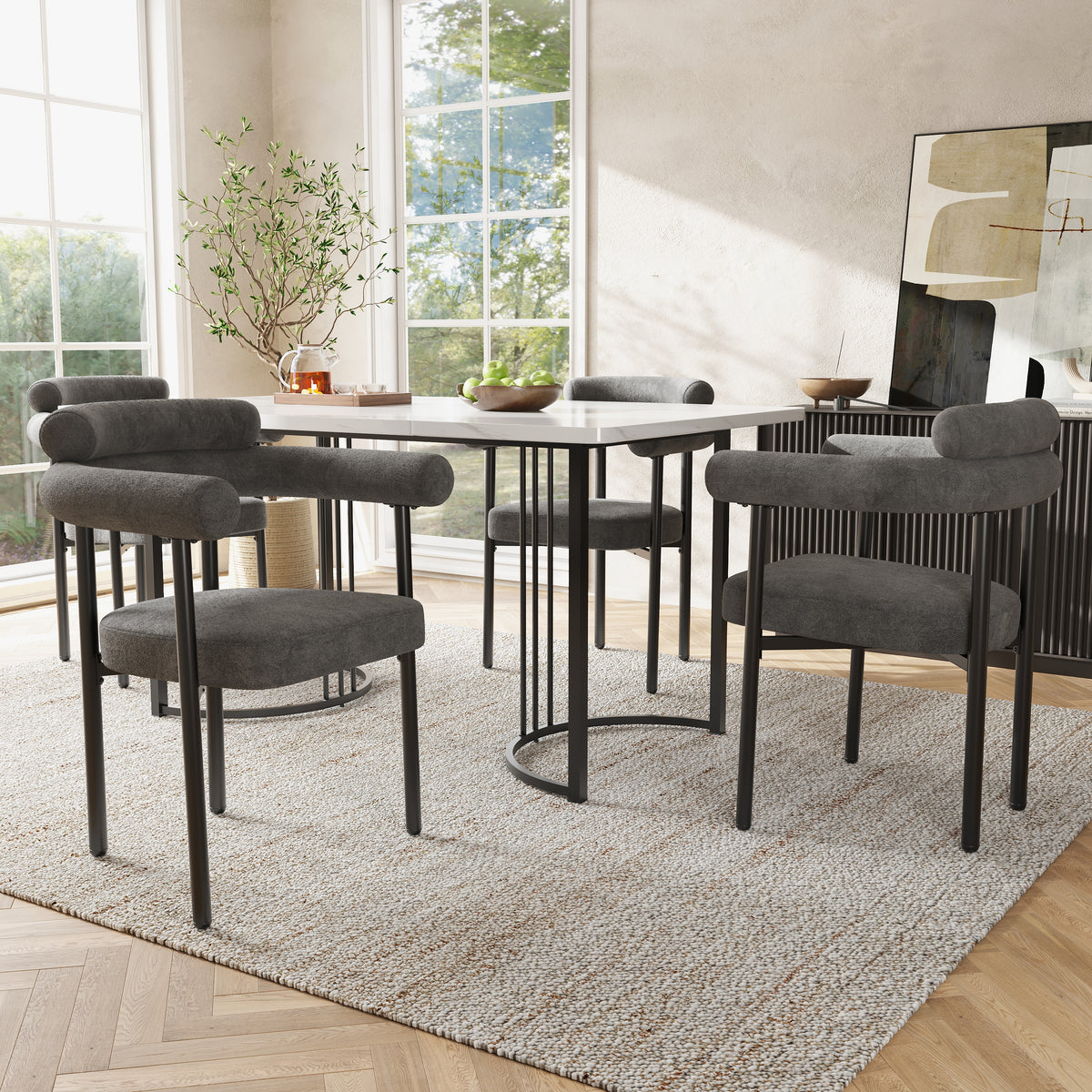 Velvet Dining Chairs Set of 2 | Upholstered Modern Armchairs